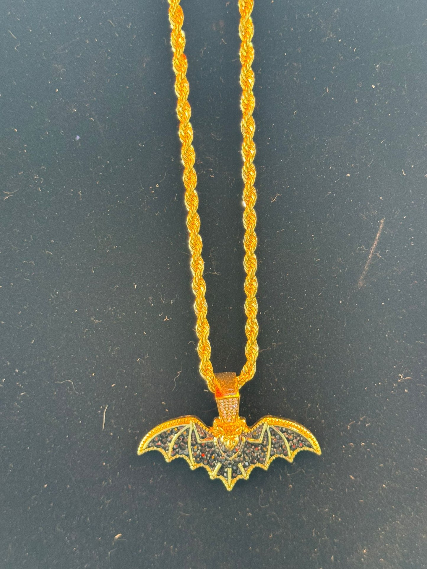 Gold Color Bat Pendant Necklace