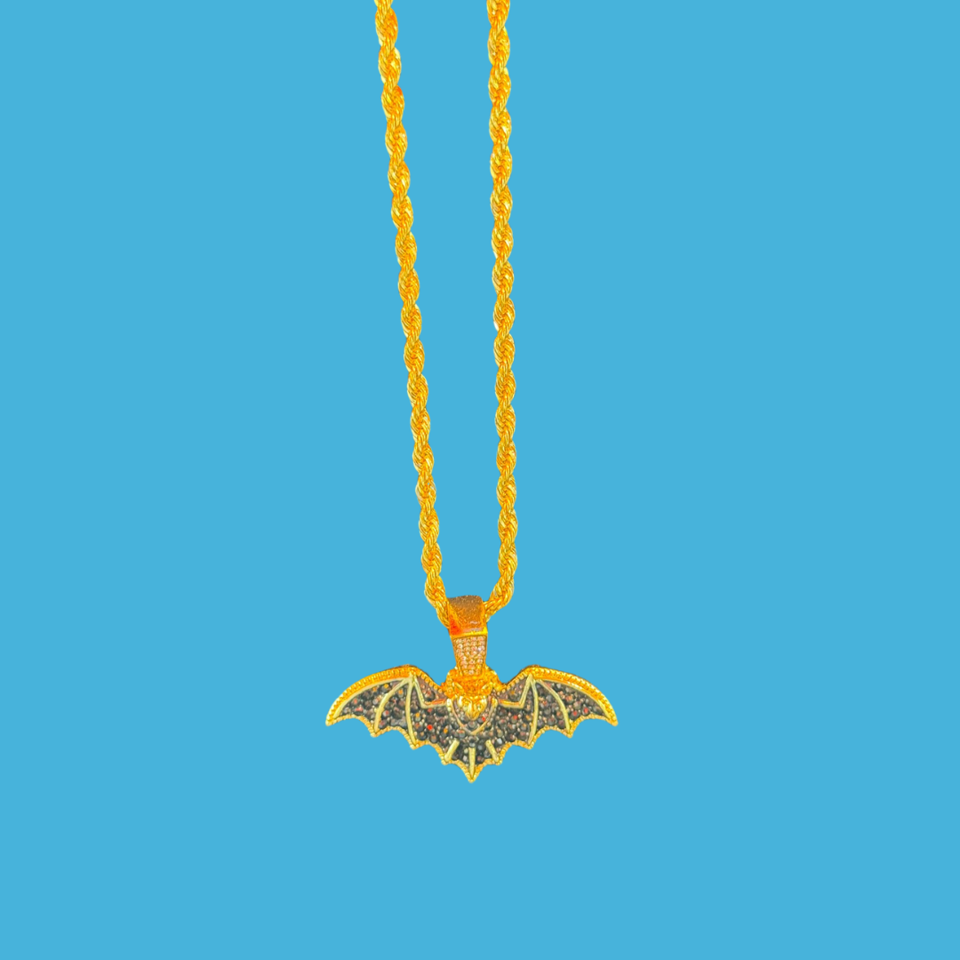 Gold Color Bat Pendant Necklace